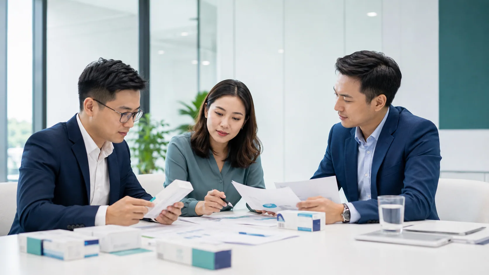 Nhóm chuyên viên hư cấu trao đổi công việc